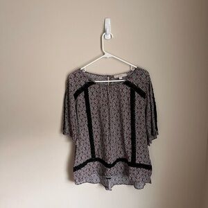 LOFT Floral Blouse with Black Accents